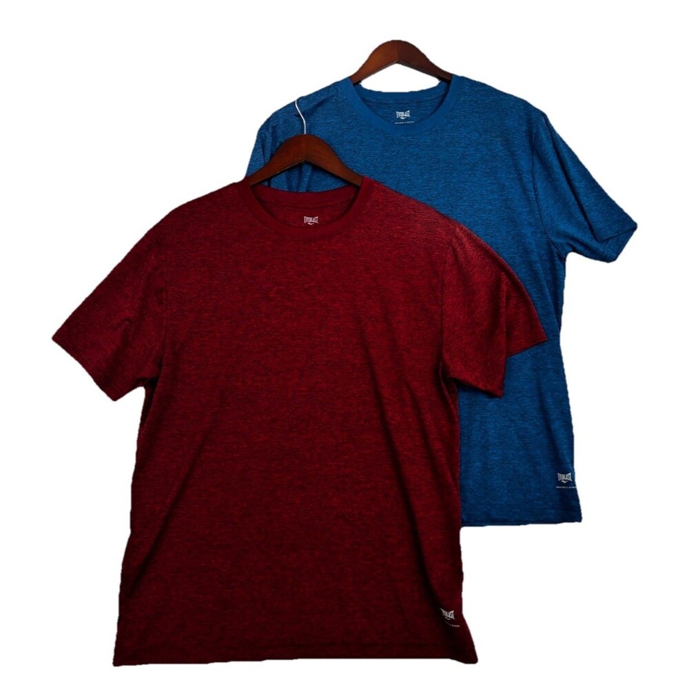 Everlast EverDri Performance T Shirt Lot of 2 Red Blue Athletic Training Large